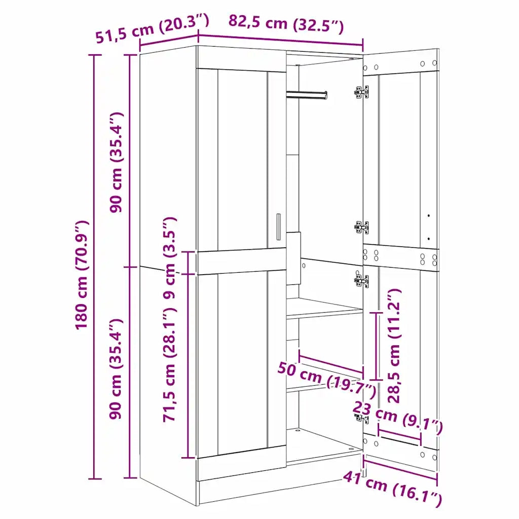 Guardaroba Legno vecchio 82,5 x 51,5 x 180 cm Legno multistrato 875161