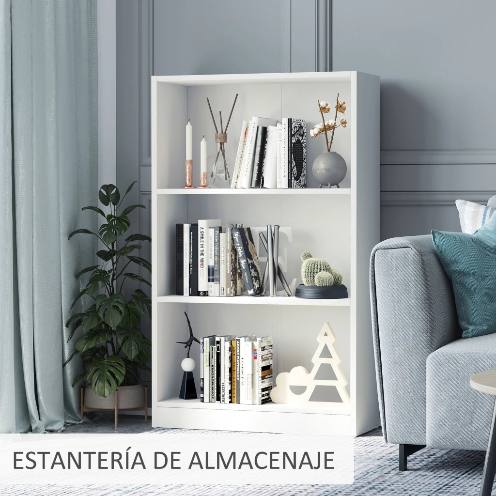 Libreria con 3 Scomparti per Libri ¨C zephmum ¨C 62.2x24x102.4 cm Bianco