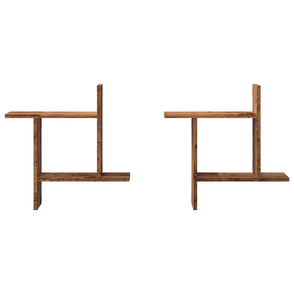 vidaXL Mensole da Parete 2pz Legno Vecchio 50x12x50 cm in Truciolato