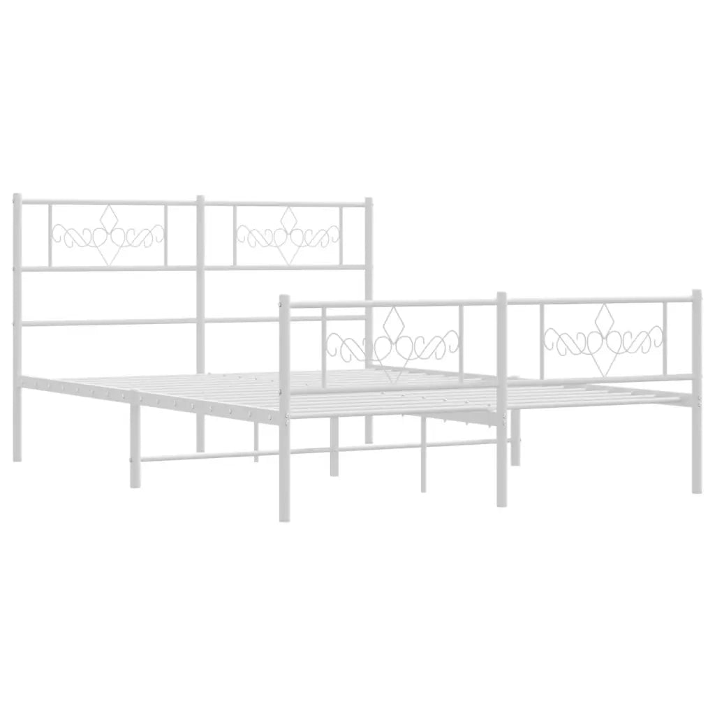 Giroletto con Testiera e Pediera Metallo Bianco 120x200 cm 355332