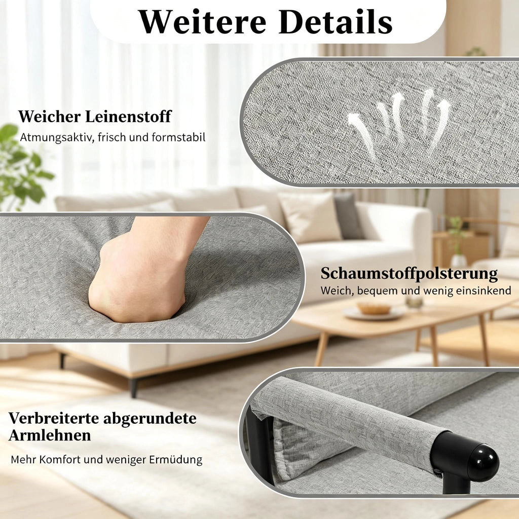 Poltrona letto pieghevole 3 in 1 con schienale reclinabile a 5 posizioni, senza materasso, grigio chiaro