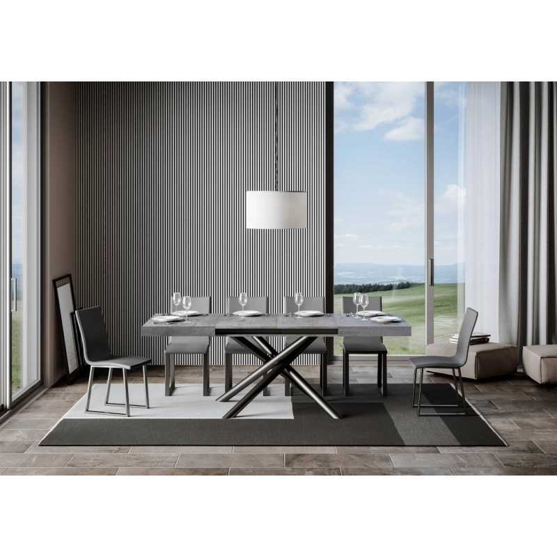 Tavolo allungabile 90x130/390 cm Famas telaio Antracite - Cemento