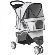 Passeggino per Cani 77x44x102 cm Pieghevole con Portabicchieri e Cestino Grigio