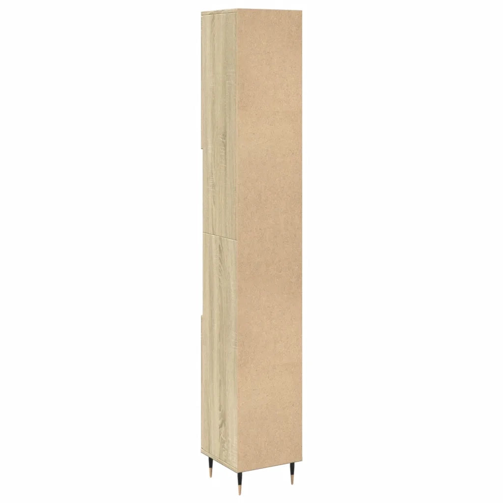 Armadietto da Bagno Rovere Sonoma 30x30x190cm Legno Multistrato