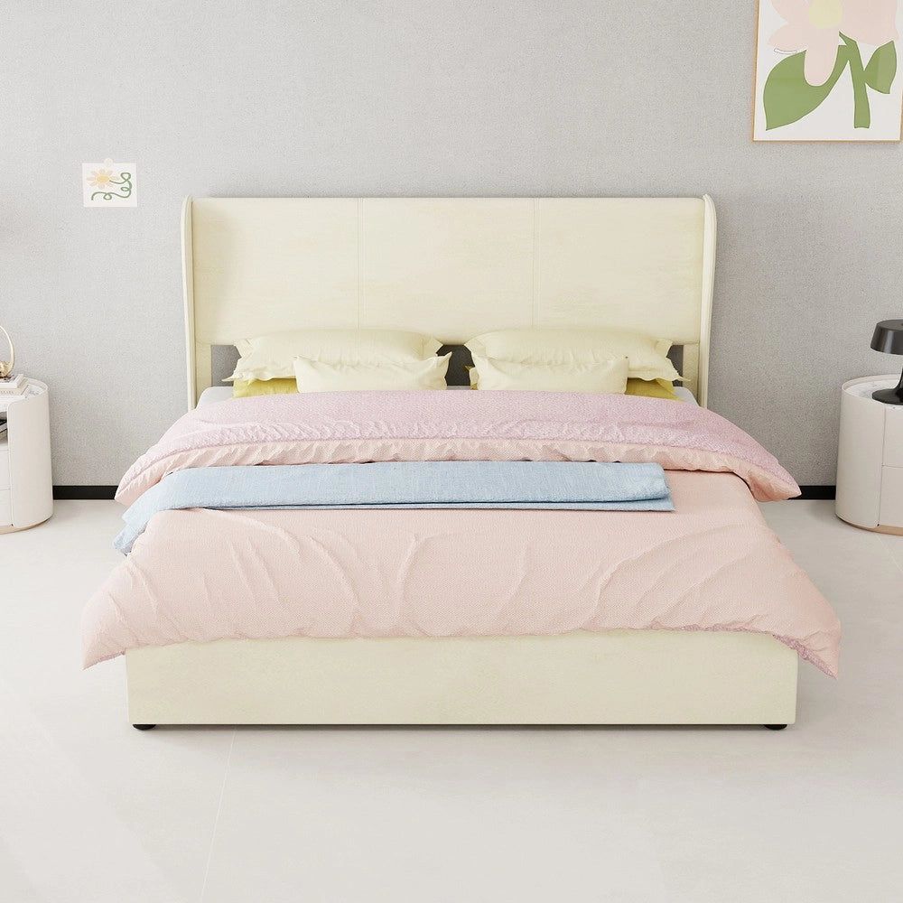 Letto Contenitore Imbottito con Testiera ¨C MINIMAL ¨C Beige 160x200 con Materasso