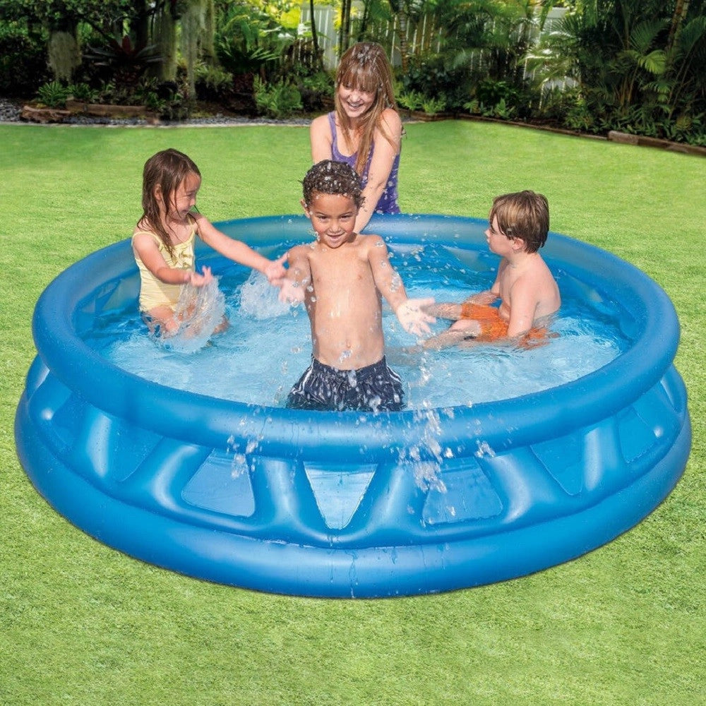 Trade Shop - Piscina Gonfiabile Triangoli Soft Blu 188 X 46 Cm 790 Lt Bambini Estate 58431 -