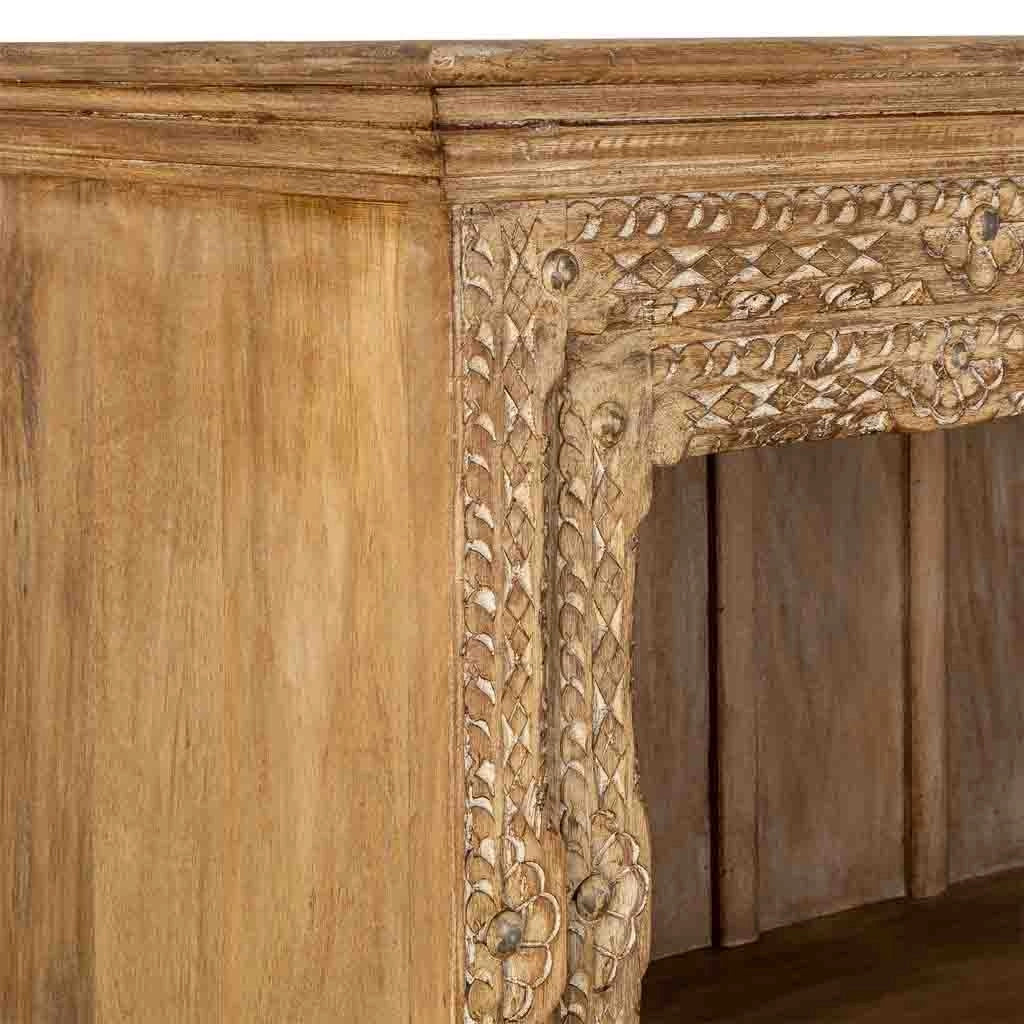 Scaffale artigianale in legno marrone con 4 ripiani, 106x43x180h cm