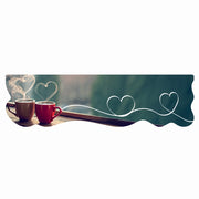 Tappeto Cucina Gomma Pvc Moderno Sagomato Antimacchia Stampa Digitale HD Caffè Cuori 50x180 cm