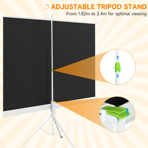 Telo Proiettore 84” 16:9 con Treppiede 200x8x118 cm in Plastica e Metallo Bianco