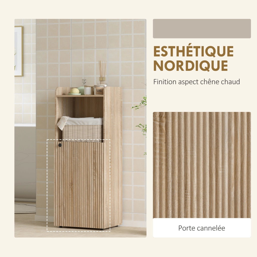 Mobile Bagno Stretto 4 Ripiani Aperto ¨C zephmum ¨C Legno Rovere 40x31x104