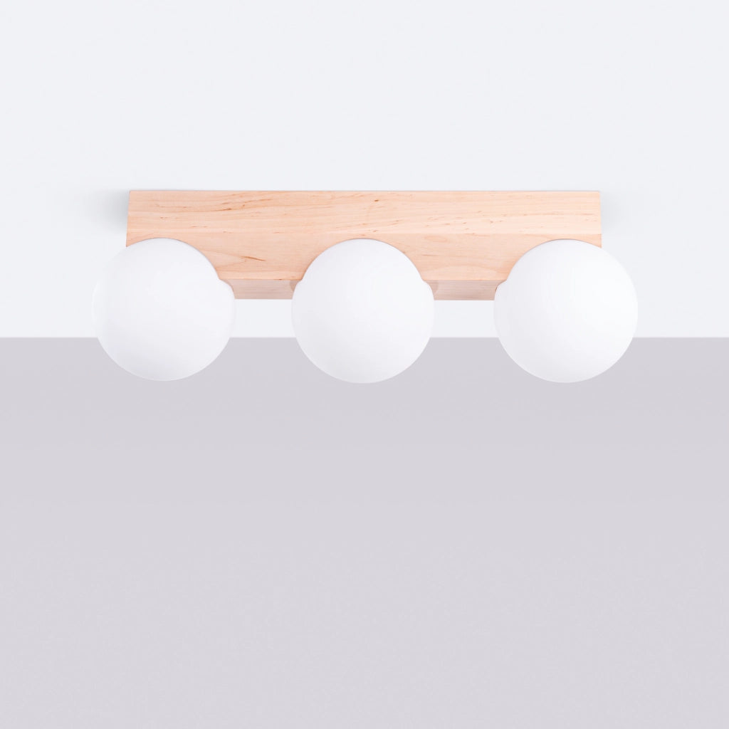 Lampada a sospensione BULBO Peach Puff a 3 luci in legno e vetro, design moderno