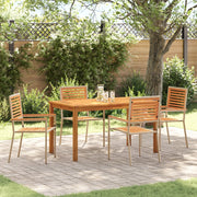 Set pranzo giardino 5 pezzi Beige Polyrattan Acacia