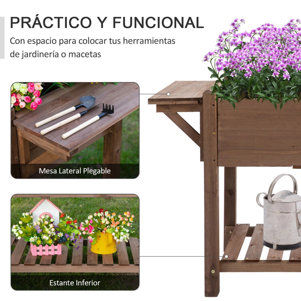 Tavolo da Orto con 8 Scomparti e Ripiani ¨C Zephmum ¨C 123x54x80 cm Marrone