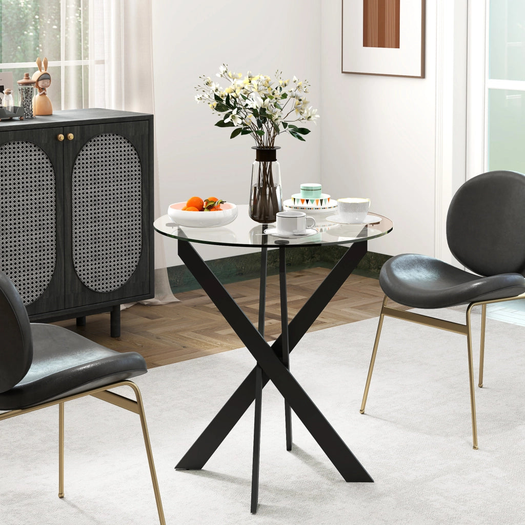 Tavolo da pranzo allungabile in legno e metallo ¨C Minimal ¨C Rotondo, nero, 70 cm