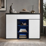Mobile scarpiera moderno con LED; 2 ante e cassetto 105 x 39;5 x 86 cm; nero e bianco