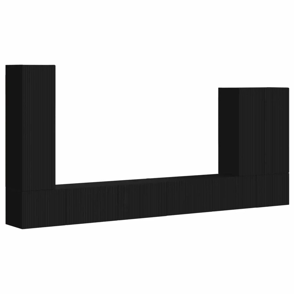 Set di Mobiletto da TV a Parete Montaggio a parete 6 pcs Nero 3408953