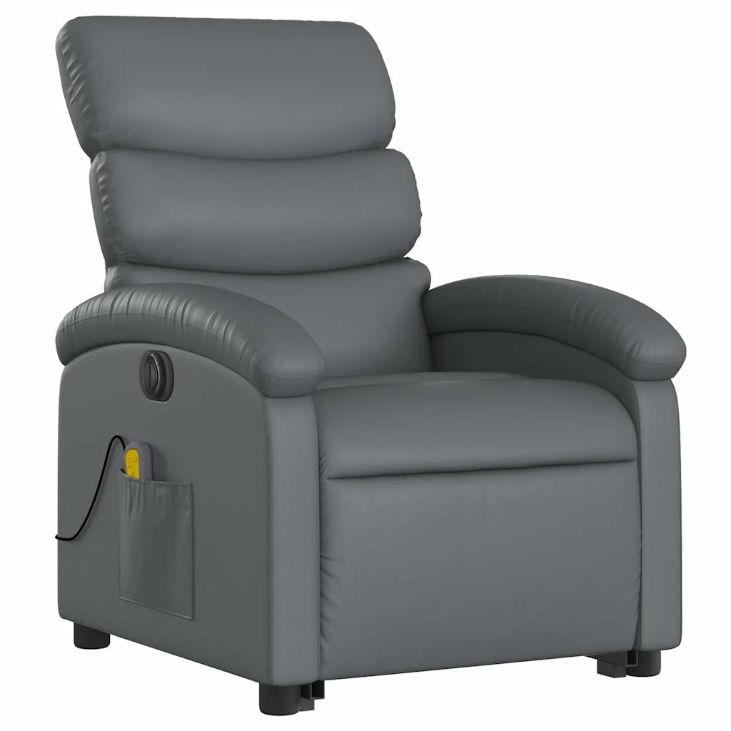 Poltrona Alzapersona Elettrica Reclinabile Grigio in Similpelle 3204064