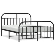 Letto matrimoniale | Letto per adulti | Giroletto senza Materaso con Pediera in Metallo Nero 160x200 cm