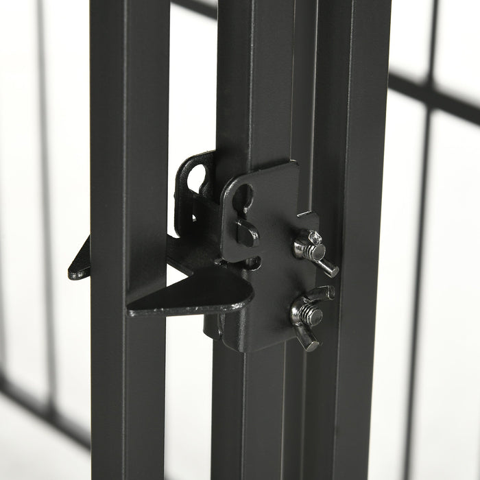 Recinto per Cani di Piccola e Media Taglia 122x122x138 cm con Tettuccio in Acciaio Nero