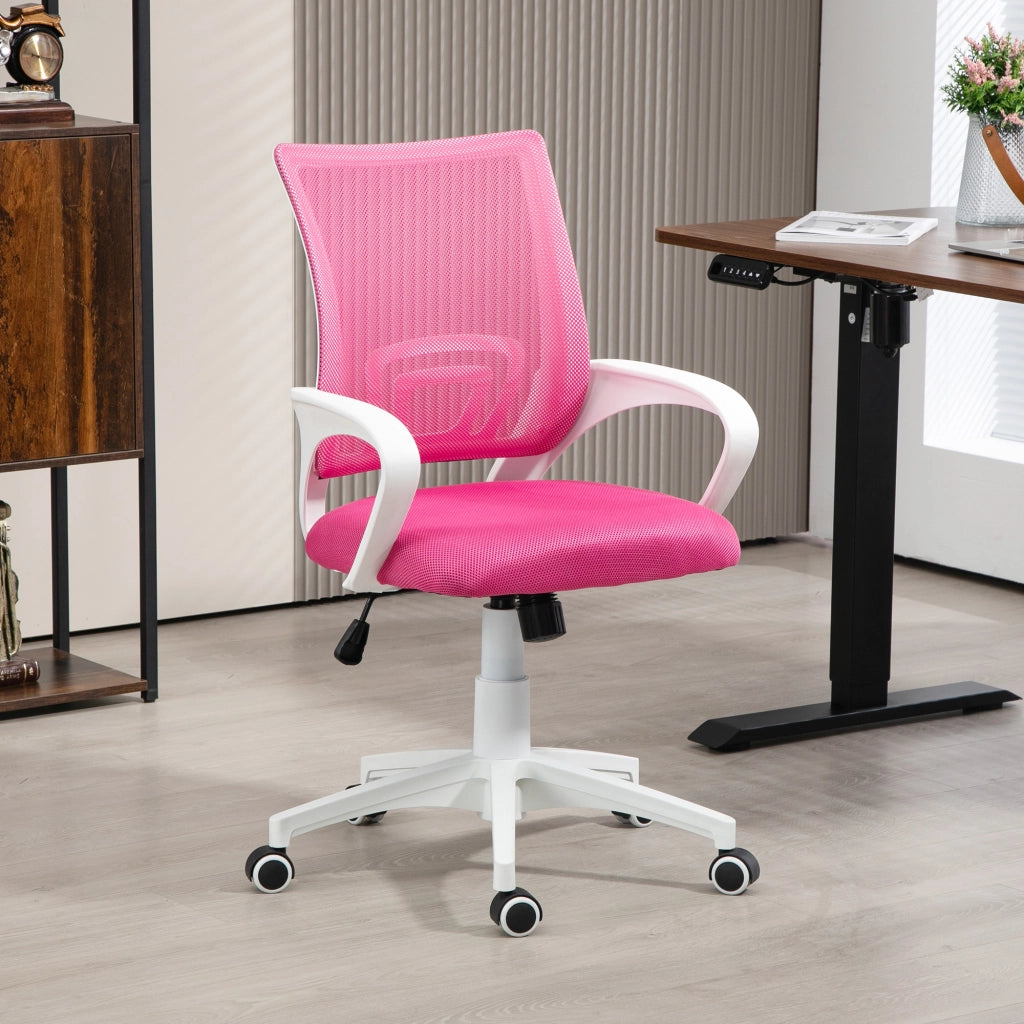 Sedia da ufficio girevole in rete con schienale regolabile e braccioli ¨C zephmum ¨C rosa