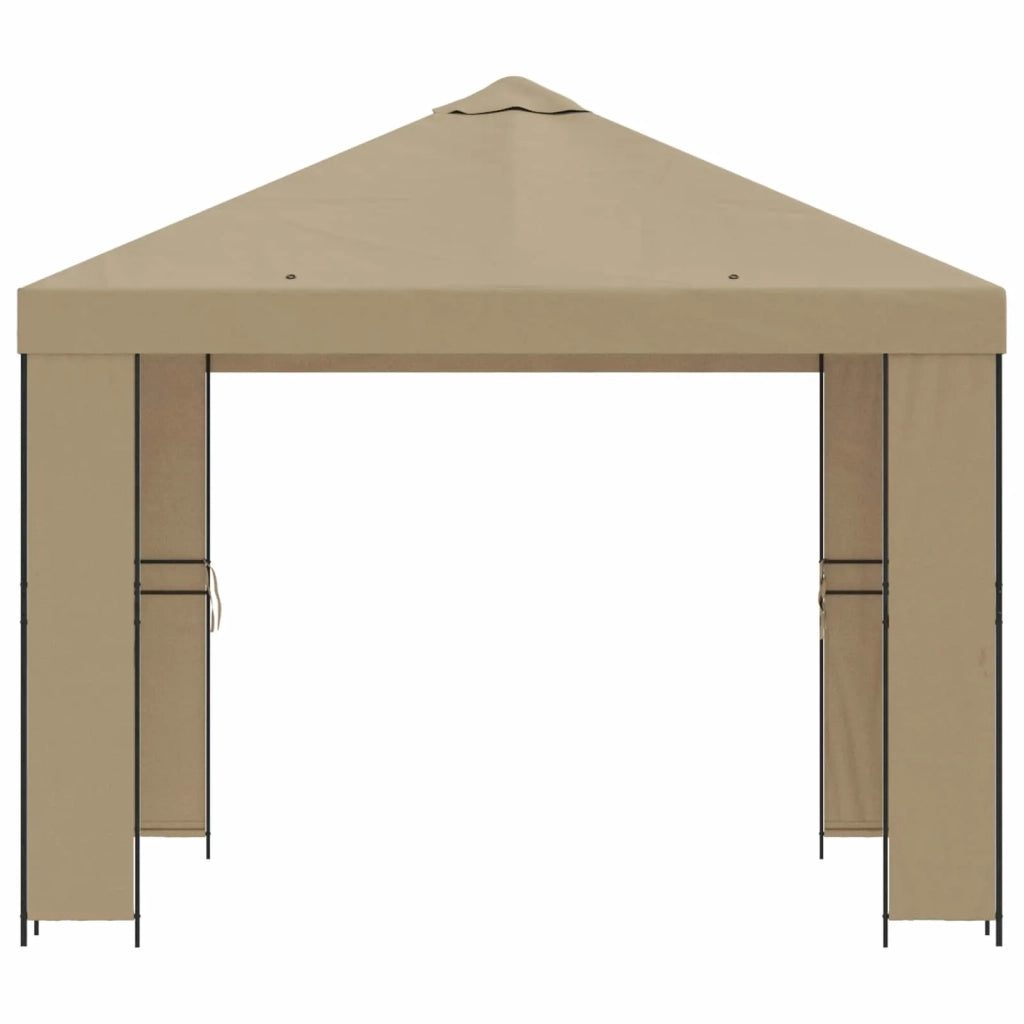Gazebo 3 x 3 m Beige Poliestere e Acciaio 190 gsm