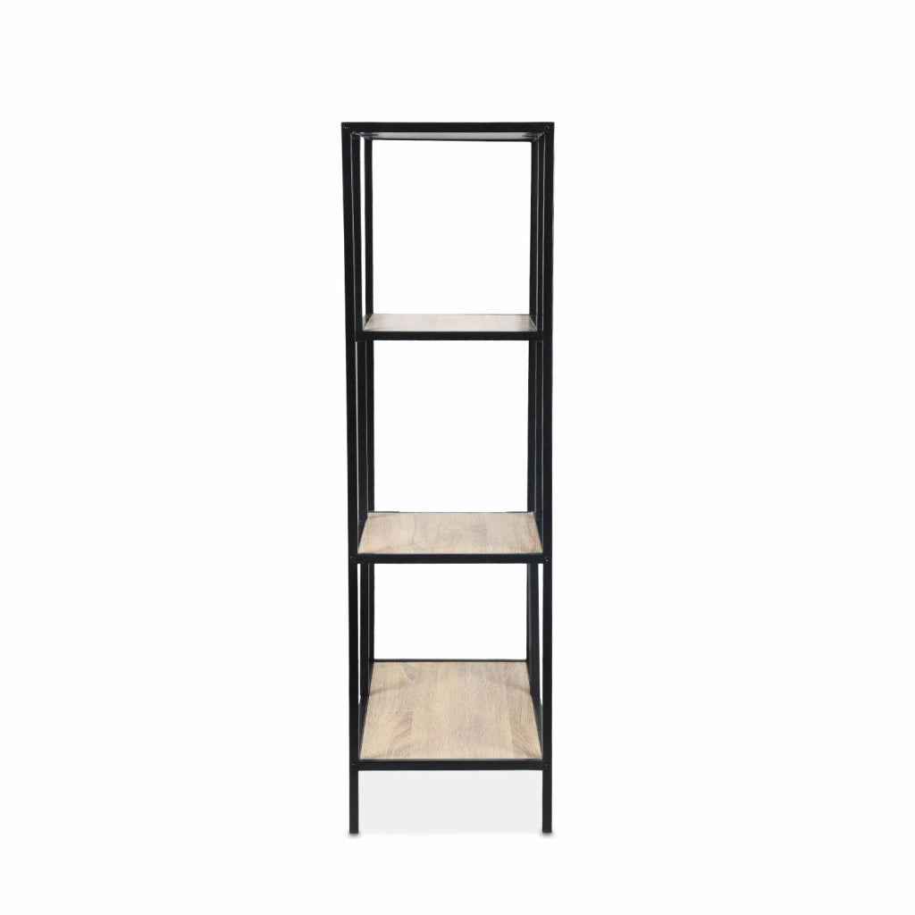 Libreria industriale in metallo ed effetto legno, 4 livelli, marrone