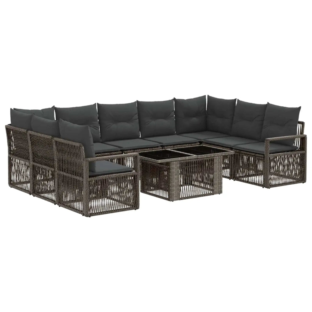 Set Divano da Giardino 10 pz Grigio e Grigio Scuro polyrattan 3437144