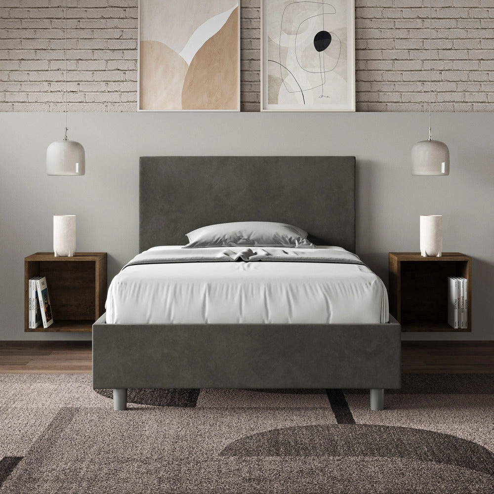 Letto Singolo 80x210 cm con Rete Adele Grigio