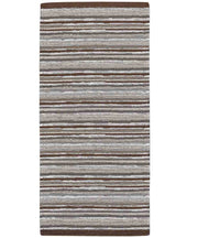 Tappeto passatoia moderno LAOS MARRONE disegno a righe multicolore, tappetino bagno ingresso multiuso lavabile antiscivolo cm.55x80