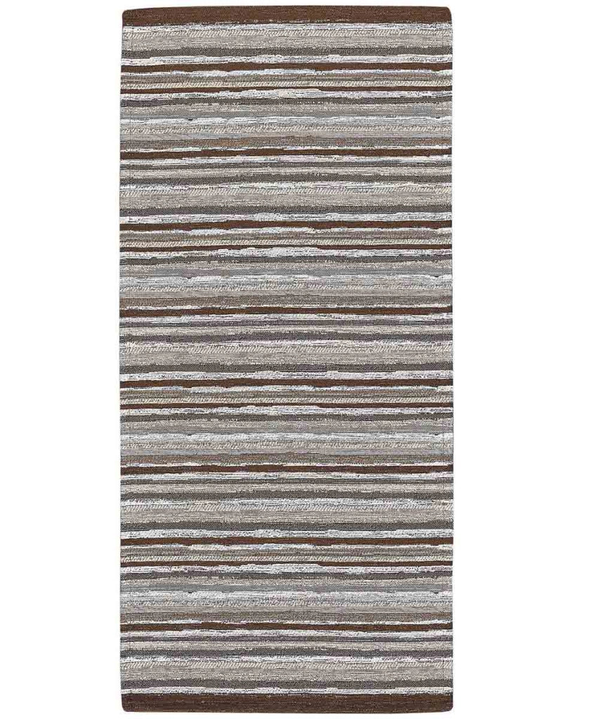 Tappeto passatoia moderno LAOS MARRONE disegno a righe multicolore, tappetino bagno ingresso multiuso lavabile antiscivolo cm.55x80