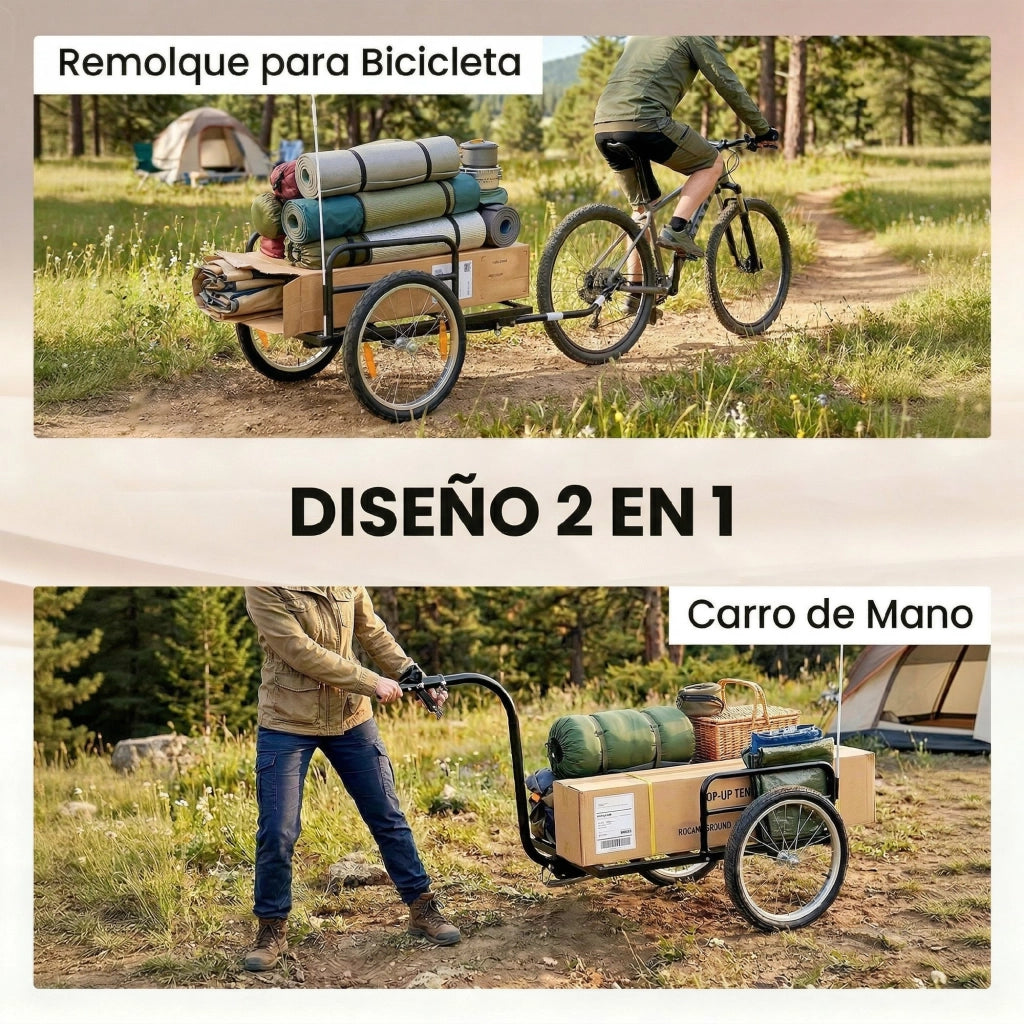 Carrello per Bicicletta da Carico 40 kg ¨C zephmum ¨C Acciaio 145x60x42 cm Nero