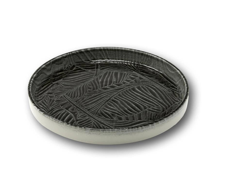 Set 6 Pezzi Piatti da Tavola in Porcellana Breath Nero Oslo 20 cm Saturnia