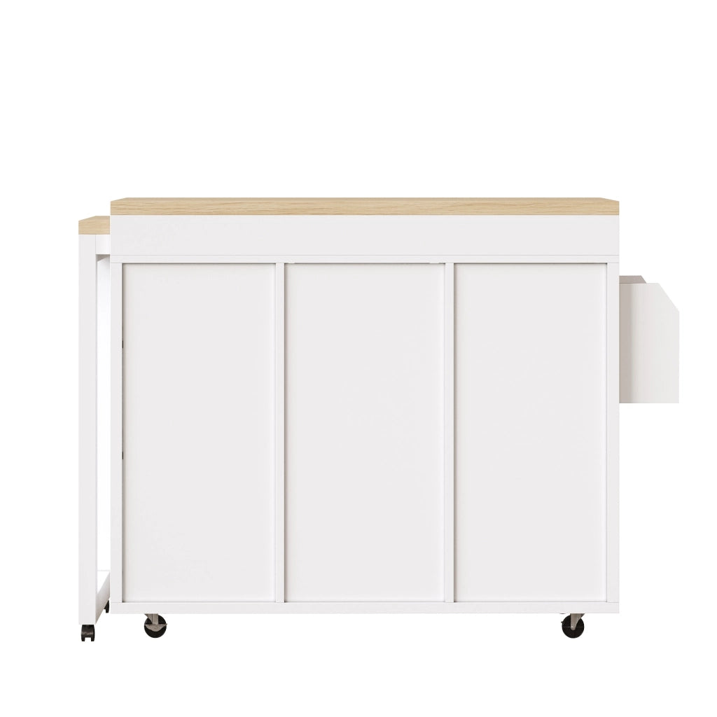 Tavolino da Bar Allungabile con Ruote ¨C MINIMAL ¨C Legno, Ripiano Regolabile, Organizer 360¡ã