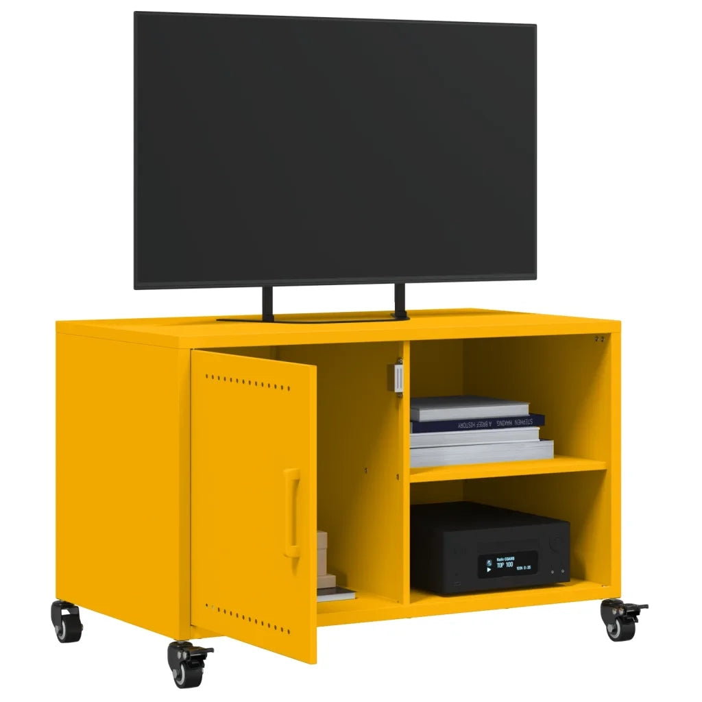 Mobile TV Giallo Senape 68x39x43,5 cm in Acciaio 846671