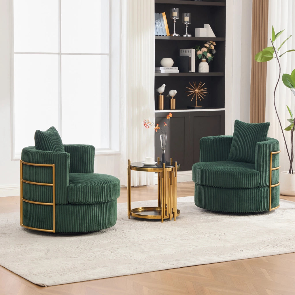 POLTRONA Girevole 360° in Corda 76x79x78 cm Verde Smeraldo