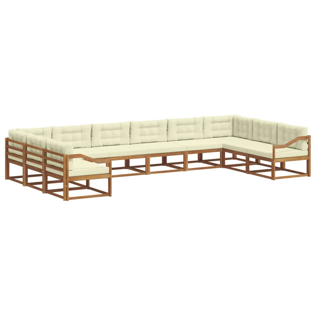 Set di divani da esterno con cuscino 10 pcs Naturale e Crema