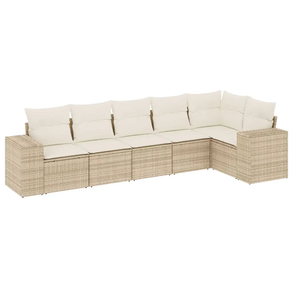 Set Divano da Giardino 6 pz con Cuscini Beige in Polyrattan 3222587