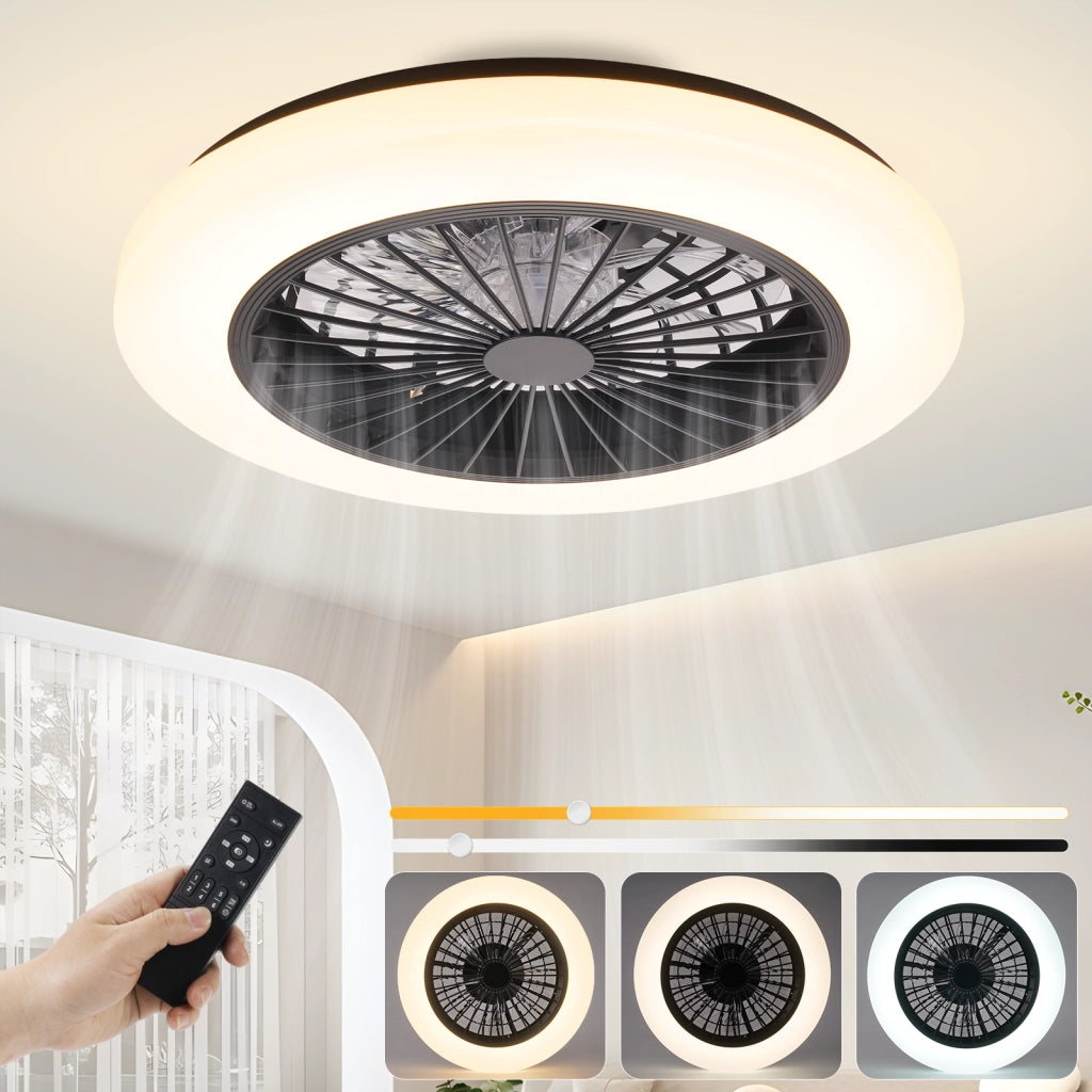 ZMH Ventilatore da soffitto a LED bianco con illuminazione Ventilatore da 40 W silenzioso con telecomando dimmerabile