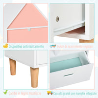 Easycomfort Libreria Scaffale Portagiochi per Cameretta Bimbi e Ragazzi, 1 Cassetto e 4 Ripiani, Bianca e Azzurra 50x30x142cm