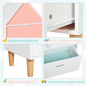 Easycomfort Libreria Scaffale Portagiochi per Cameretta Bimbi e Ragazzi, 1 Cassetto e 4 Ripiani, Bianca e Azzurra 50x30x142cm