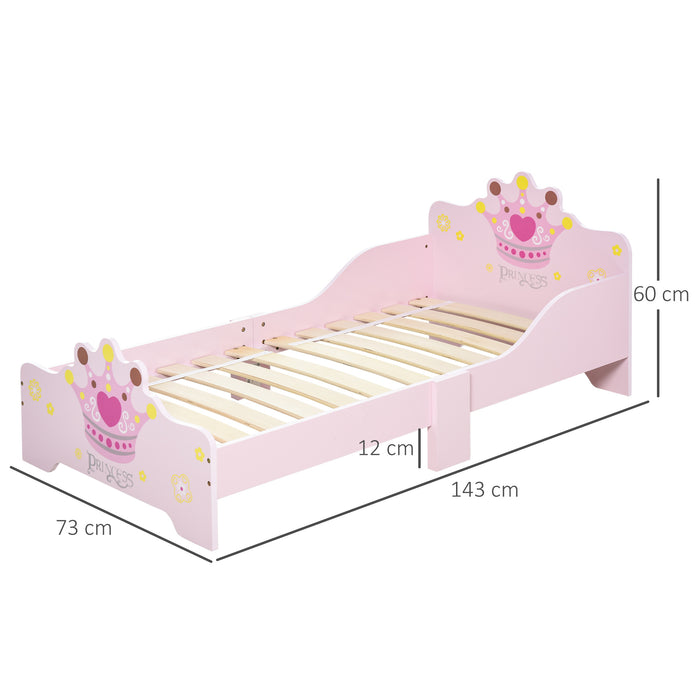Easycomfort Letto per Bambini con Bordi Rialzati e 6 Gambe in Legno per Cameretta, Lettino per Bimbi da 3-6 Anni, 143x73x60cm, Rosa