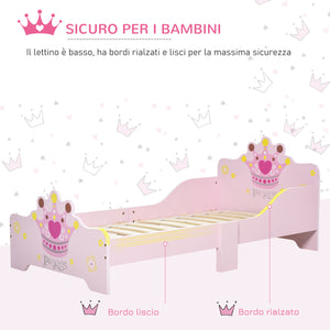 Easycomfort Letto per Bambini con Bordi Rialzati e 6 Gambe in Legno per Cameretta, Lettino per Bimbi da 3-6 Anni, 143x73x60cm, Rosa