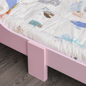Easycomfort Letto per Bambini con Bordi Rialzati e 6 Gambe in Legno per Cameretta, Lettino per Bimbi da 3-6 Anni, 143x73x60cm, Rosa