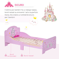 Easycomfort Letto per Bambini con Bordi Rialzati in Legno per Cameretta, Lettino per Bimbi da 3-6 Anni, 143x73x60cm, Rosa