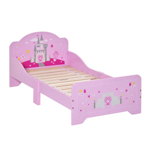 Easycomfort Letto per Bambini con Bordi Rialzati in Legno per Cameretta, Lettino per Bimbi da 3-6 Anni, 143x73x60cm, Rosa