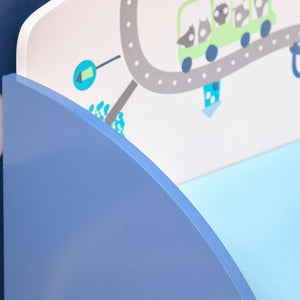 Easycomfort Cassapanca Baule Portagiochi, Panca in Legno Blu per Cameretta Bambini 3-6 Anni, 60 x 30 x 50 cm