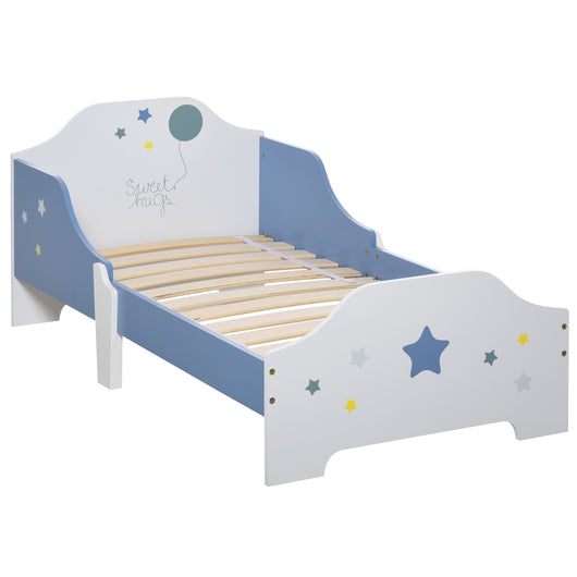 Easycomfort Letto Basso per Bambini e Bambine di +3 Anni con Sponde, Lettino Blu e Bianco, 143 x 74 x 59 cm