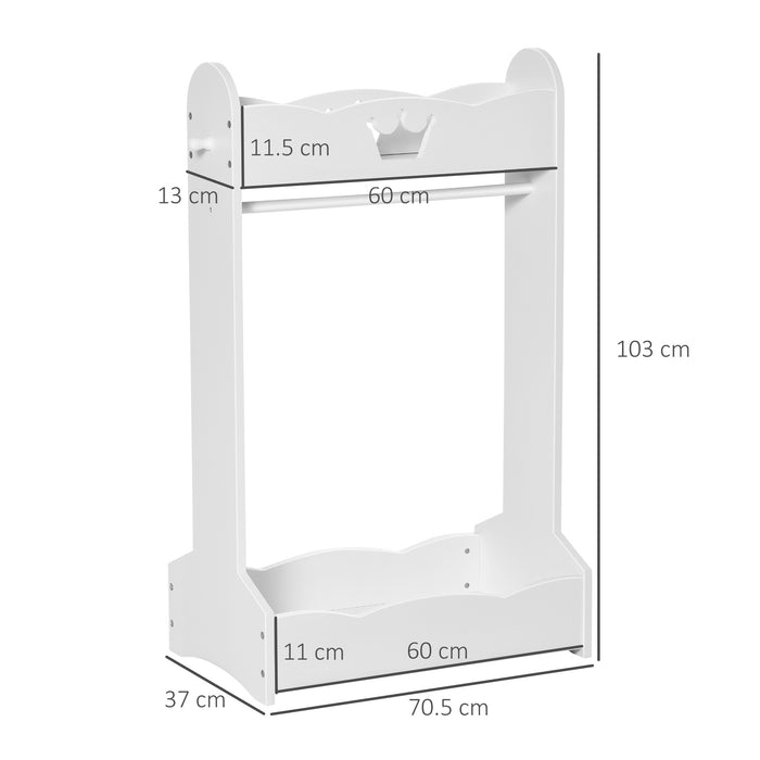 Easycomfort Appendiabiti per Bambini con Ripiani e Ganci Laterali, Arredamento per Cameretta in Legno, 70.5x37x103cm, Bianco