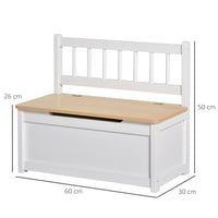 Easycomfort Cassapanca per Bambini 2 in 1 in Legno con Pistone per Chiusura Sicura, 60x30x50cm Bianco e Legno Naturale
