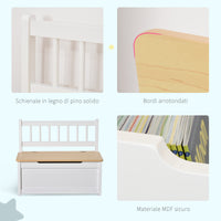 Easycomfort Cassapanca per Bambini 2 in 1 in Legno con Pistone per Chiusura Sicura, 60x30x50cm Bianco e Legno Naturale